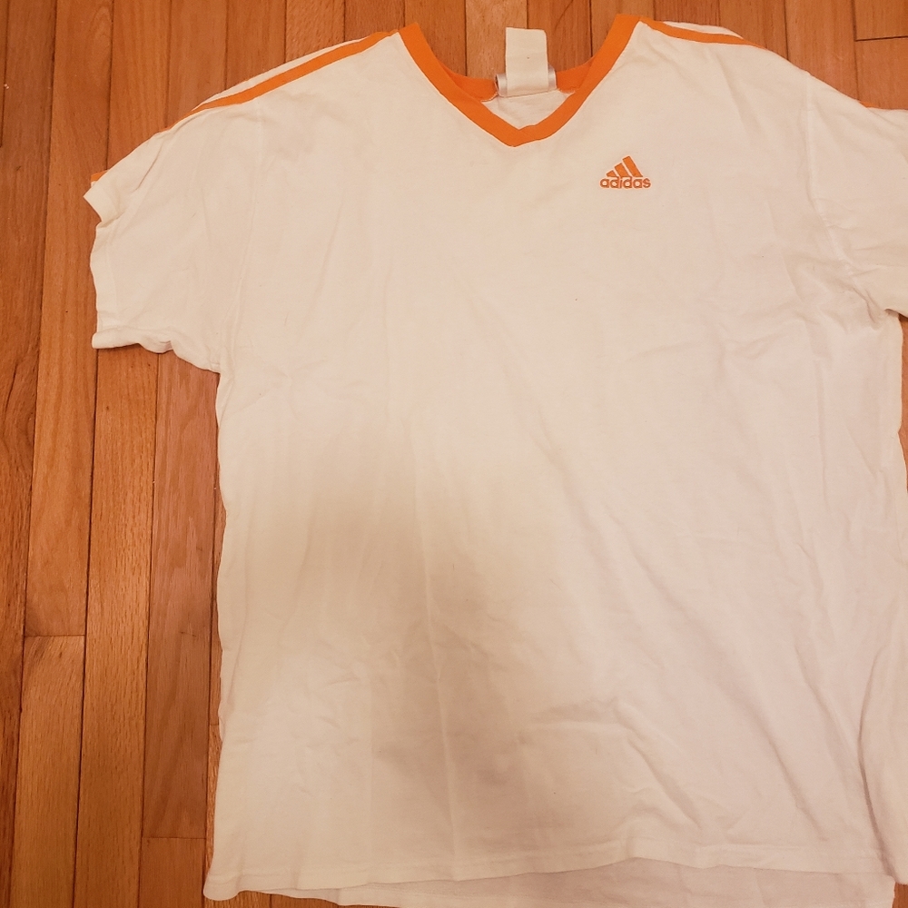♥️Adidas orange trim Ladies Cut Top♥️